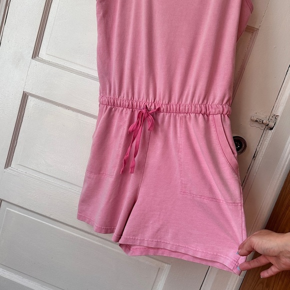 Jane and Delancey Romper Pink Cotton Cinched Waist Sleeveless Casual Pockets - Picture 14 of 17